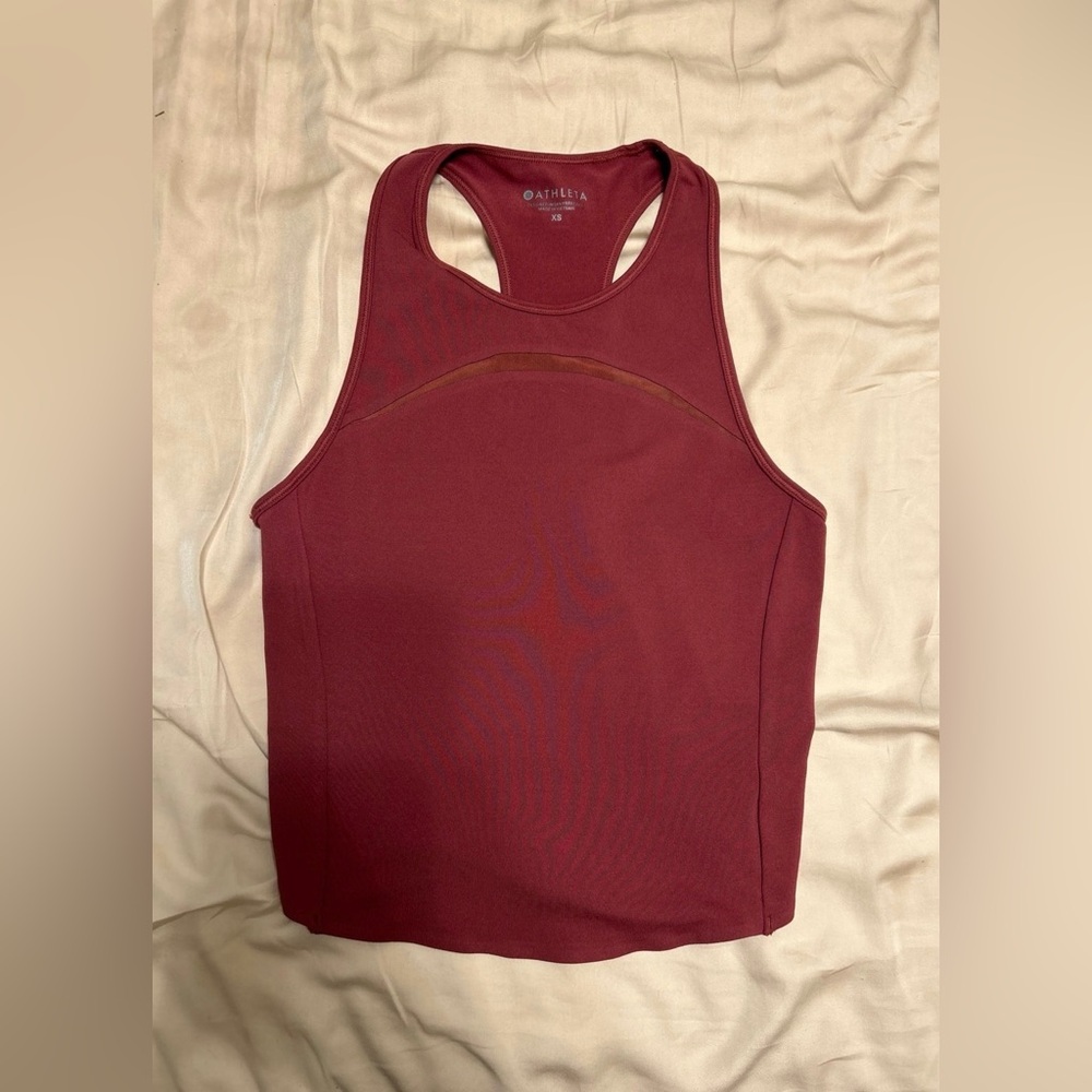 Athleta Crop Tank Top XS Racerback Dusty Rose Mauve Pink Athleisure Gym Exercise